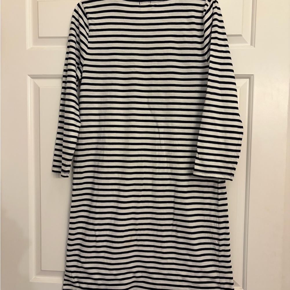 J. Crew Cotton Striped Long-Sleeve Midi Dress - Black & White - Picture 3 of 5